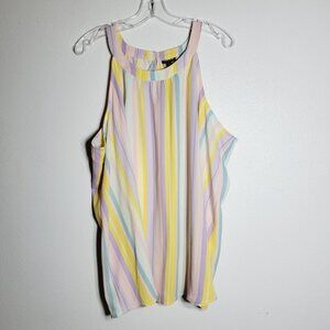Torrid‎ Pastel Stripe Top Plus Size 2X Sleeveless Pullover Lightweight NWT